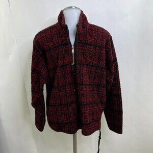 Countryside Outfitters S Fleece Jacket Pullover Red Black Plaid Vintage 90s Used